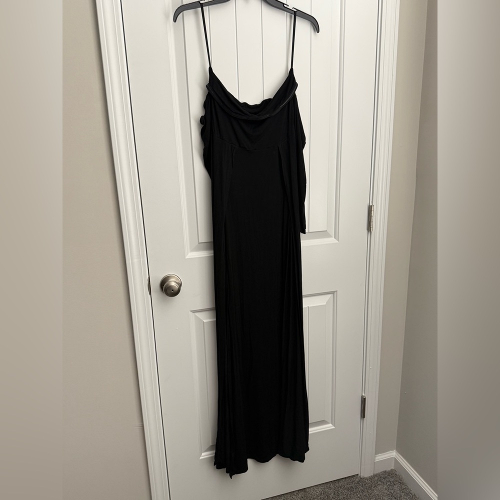 SHEIN Black Off-Shoulder High Split Dress